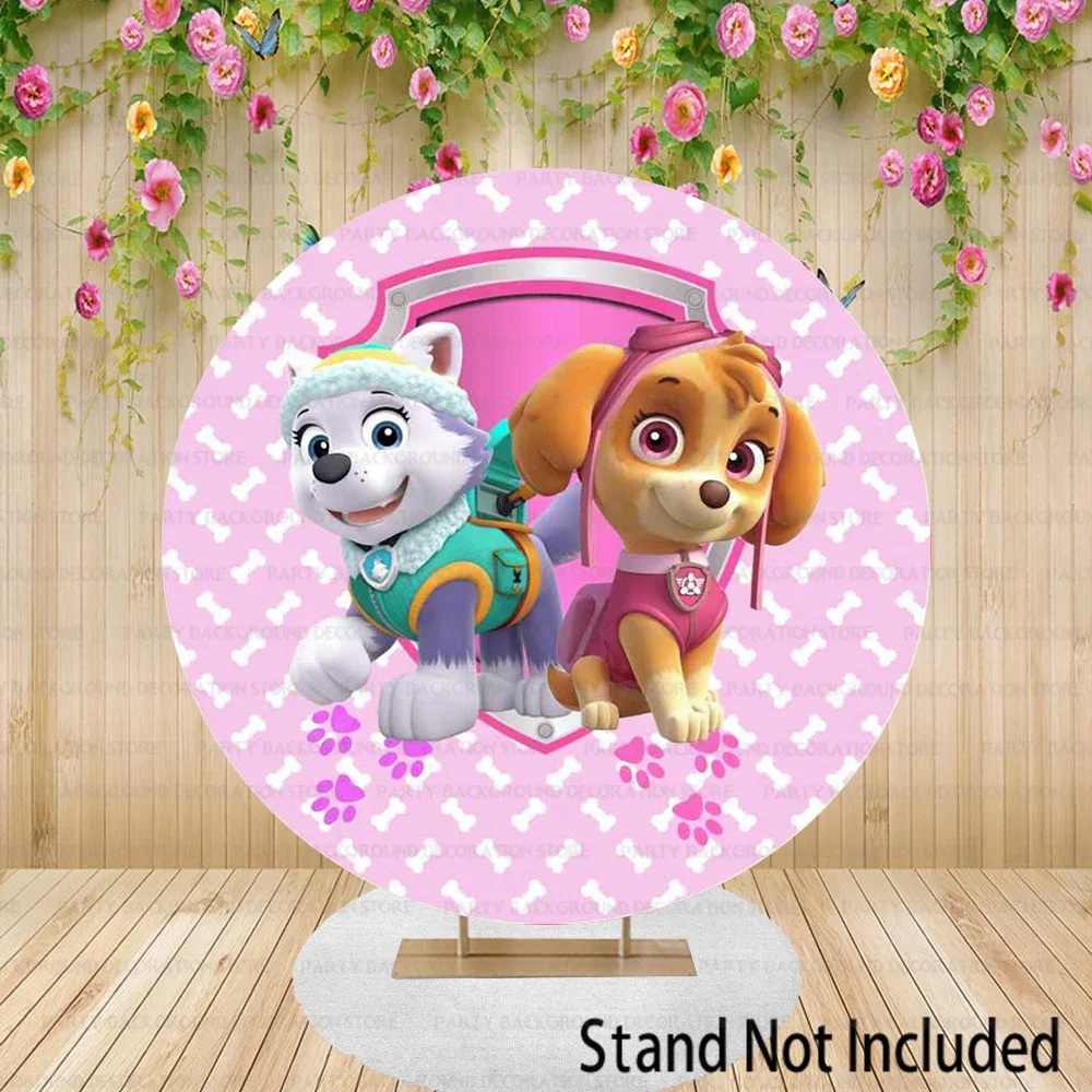 

Lovely Dog Girls Birthday Party Backdrop Dreamy Paw Patrol Round Backdrop Everest Skye Pink Baby Shower Background Banner