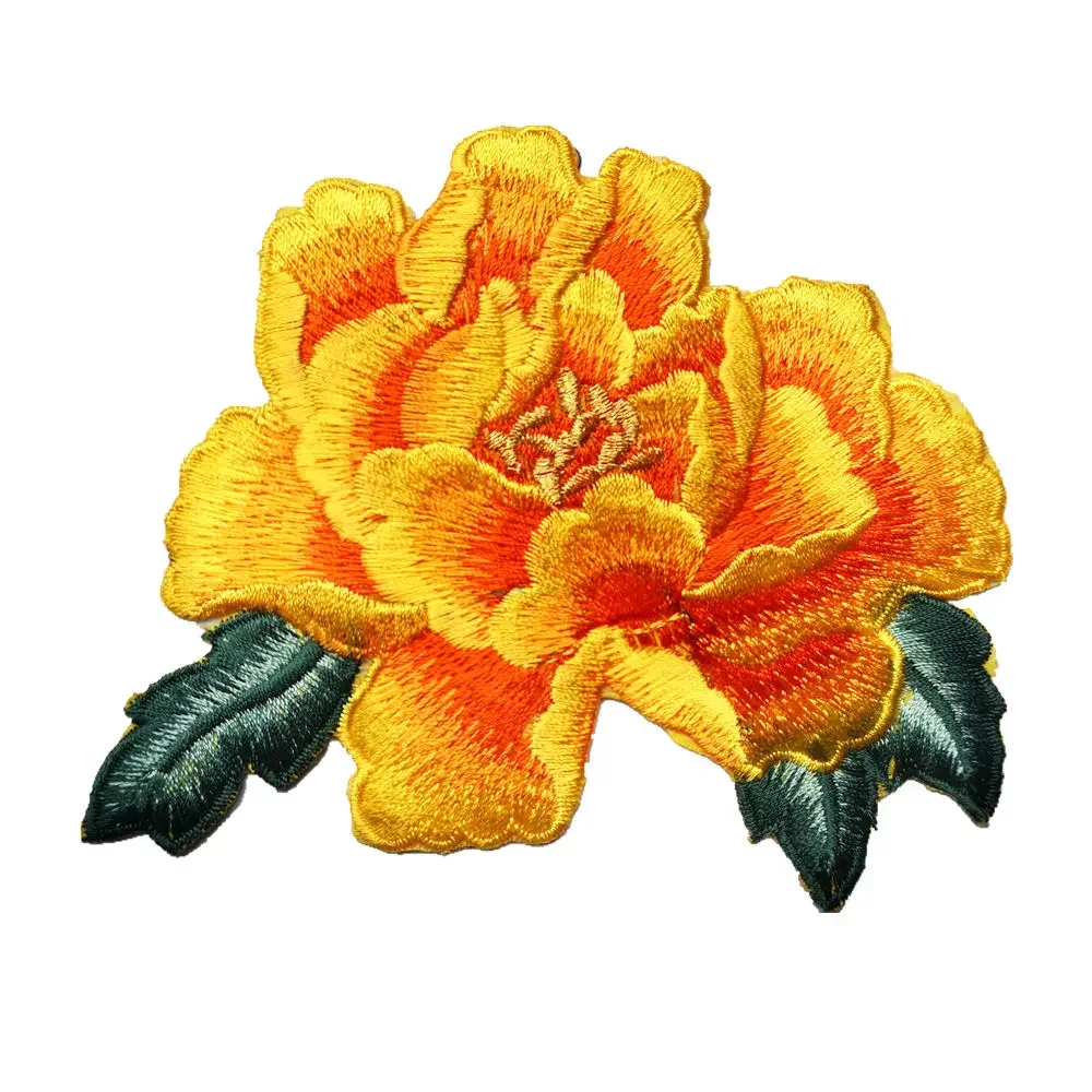 14CM Red Blue Purple Peony Flower Sew Iron On Patches Embroidered Badges For Dress Clothes DIY Wedding Appliques Decoration