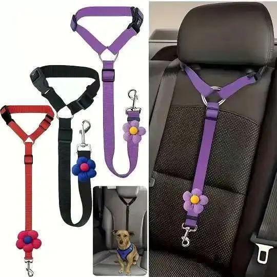 

Pet Collars Two-in-one Pet Car Seat Belt Nylon Lead Leash Backseat Safety Belt Adjustable Dogs Harness Collar Pet Accessories