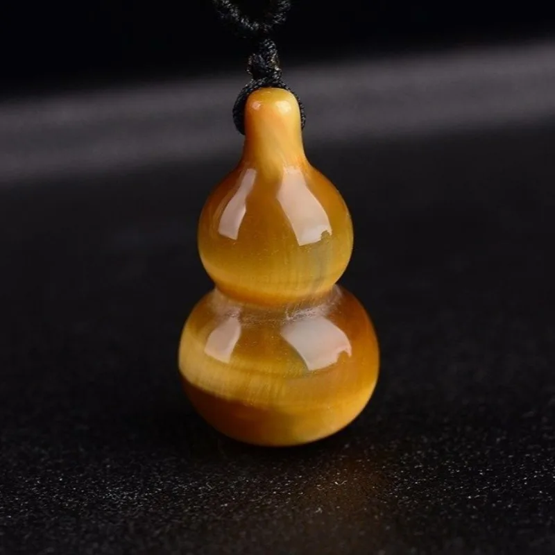 

Natural Yellow Tiger's Eye Stone Gourd Necklace, Classic Simple and Versatile Jewelry
