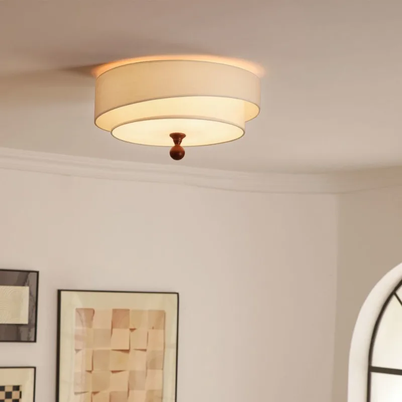 Song Dynasty Aesthetic Solid Wood Fabric Ceiling Light Bedroom Study Cloakroom Designer Elegant