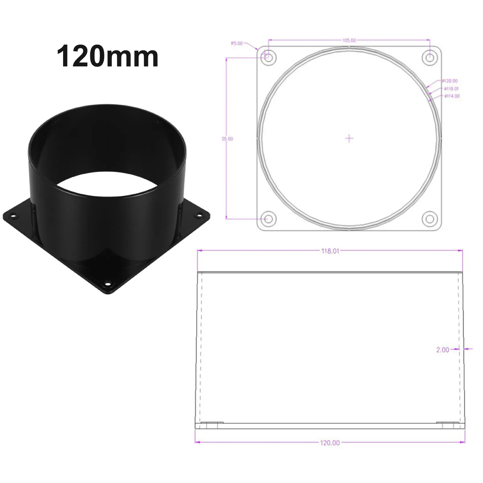 1 шт., настенный фланцевый соединитель из АБС-пластика для вентиляционной трубы, соединение воздуховода 75 мм, 100 мм, 120 мм