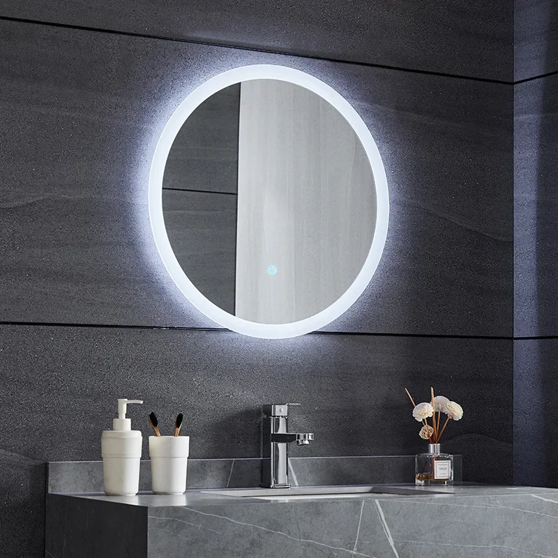 Industrial High Quality Material Brown Wall Mirror Mounted Open Shelves Corrosion Resistant Non-Slip Feet for Washroom
