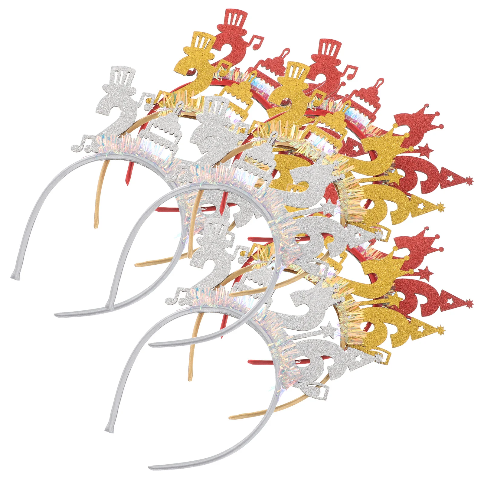 

9Pcs Happy New Year Headbands Felt Cloth Sparkle Hair Bands for Eve Party Gatherings Portable Stylish Outfit Complement Photo