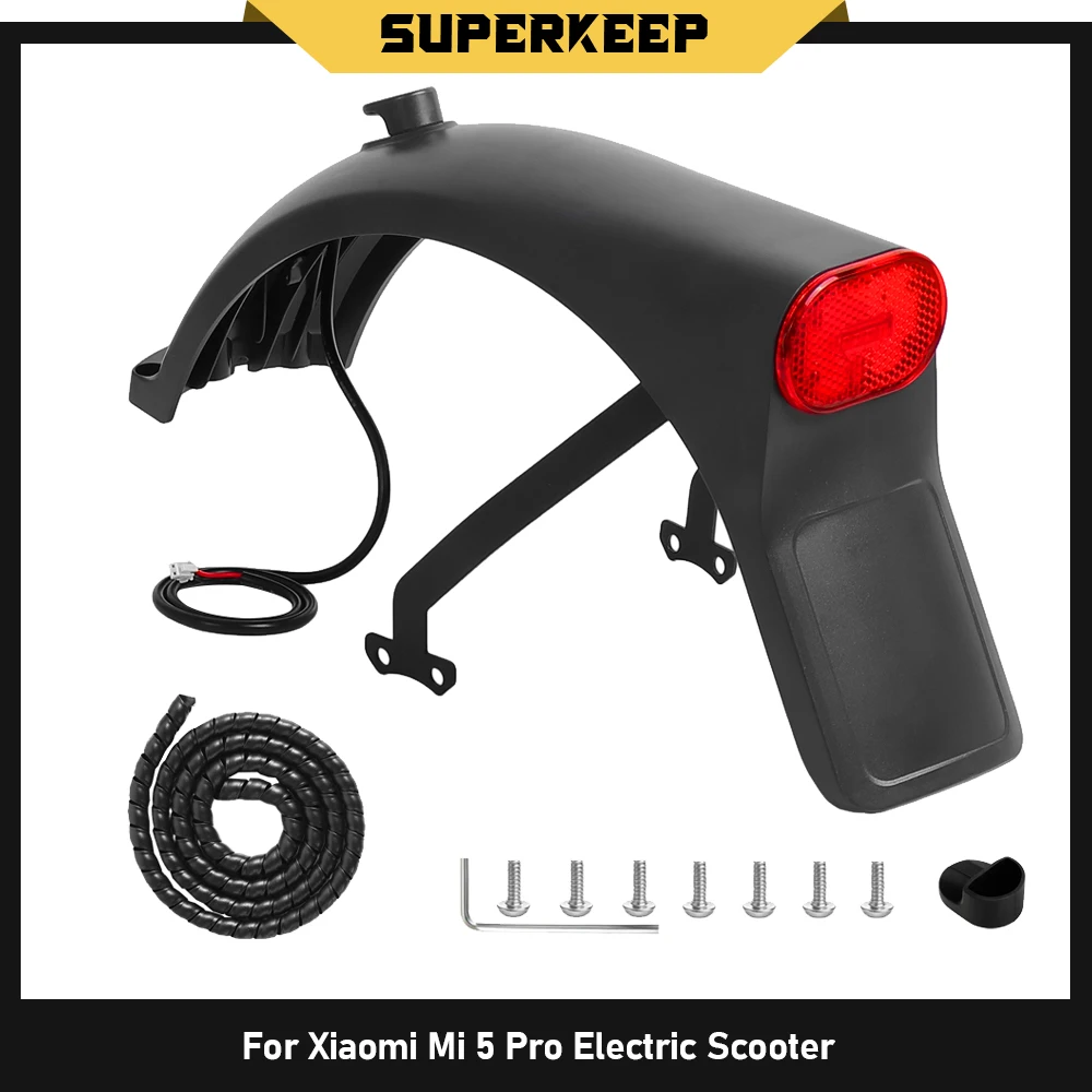 

For Xiaomi Mi 5 Pro Electric Scooter Rear Mudguard With Hook TailLight Bracket Protector Line Tube Back Fender Brake Light Parts