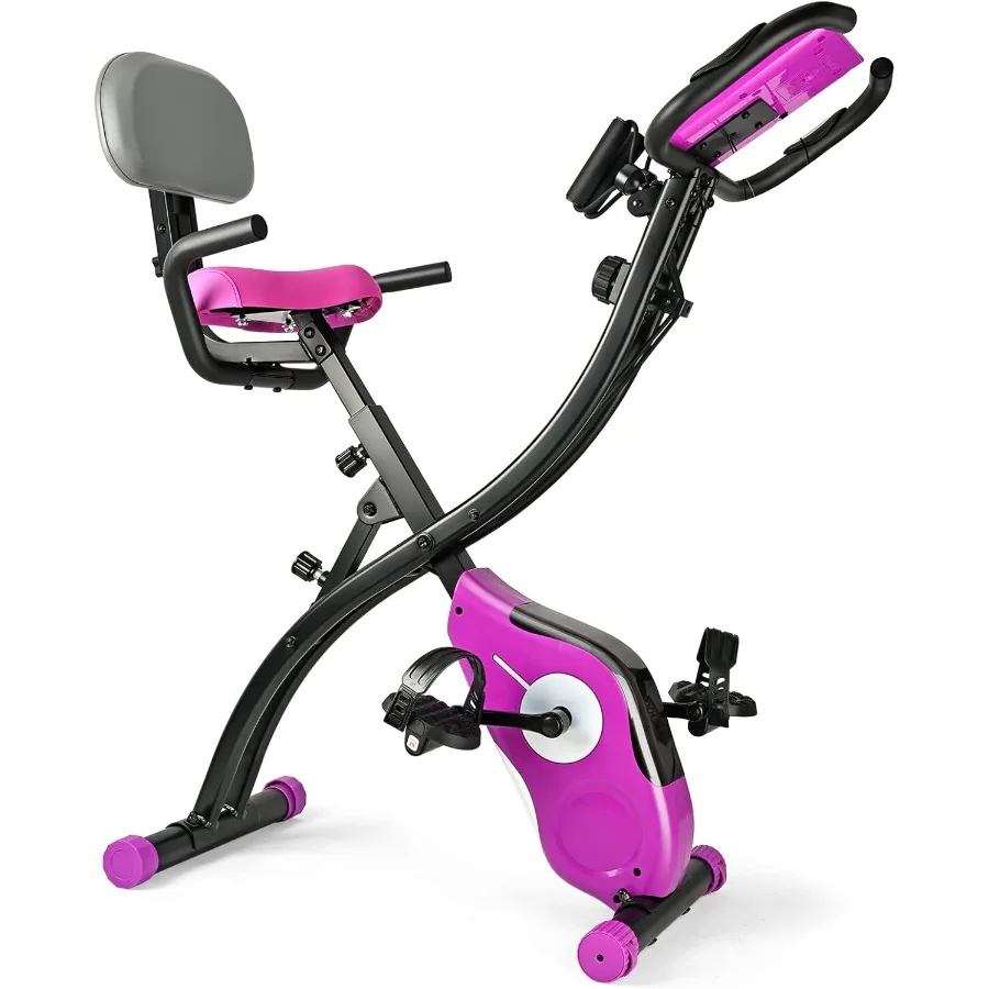 Bicicleta estática plegable portátil, respaldo ajustable vertical, bicicleta estacionaria reclinada, delgada, entrenamiento interior, Fitness, Cardio