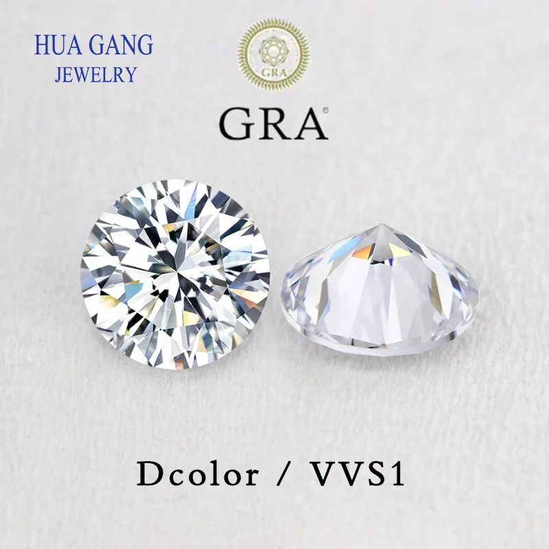 D Color VVS1 3mm to 15mm Loose Moissanite Stone 1ct 2ct Beads Round Brilliant Cut Excellent Cut Grade Test Positive Lab Diamond