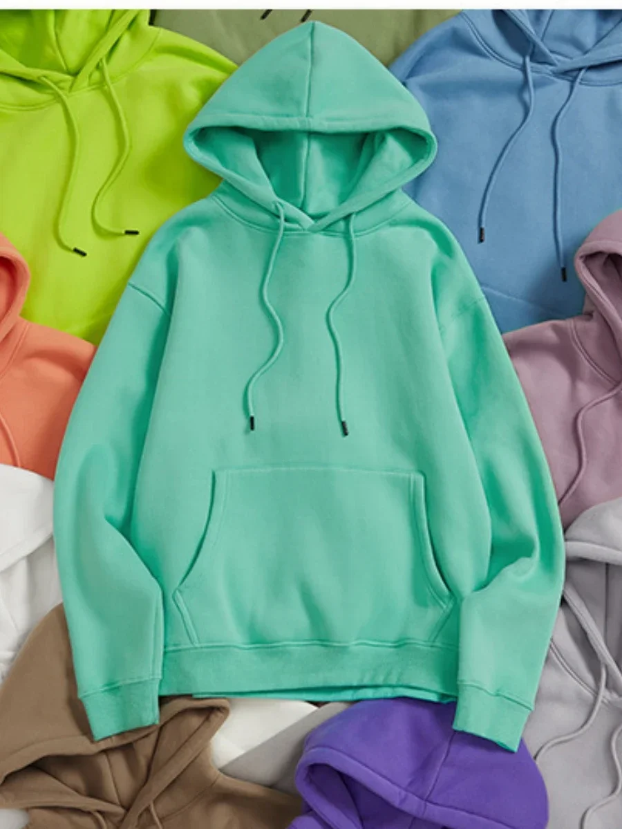 Sumuyoo moda hoodies conjunto feminino moletom oversized hoodies feminino quente jaqueta esportiva cor sólida de pelúcia casal pullovers