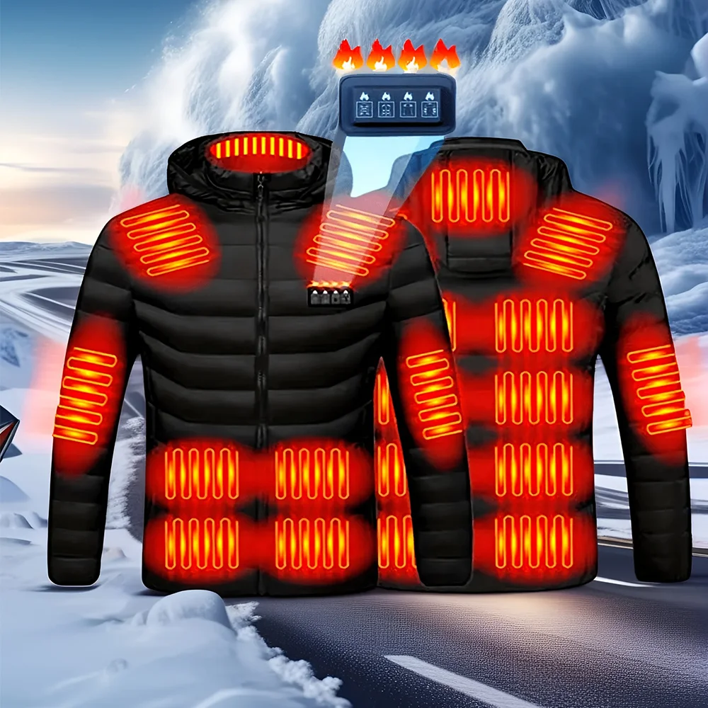 21 エリア加熱ジャケット女性男性の冬の USB 電熱コート機能的な自己発熱屋外雪厚いパッド入りの服