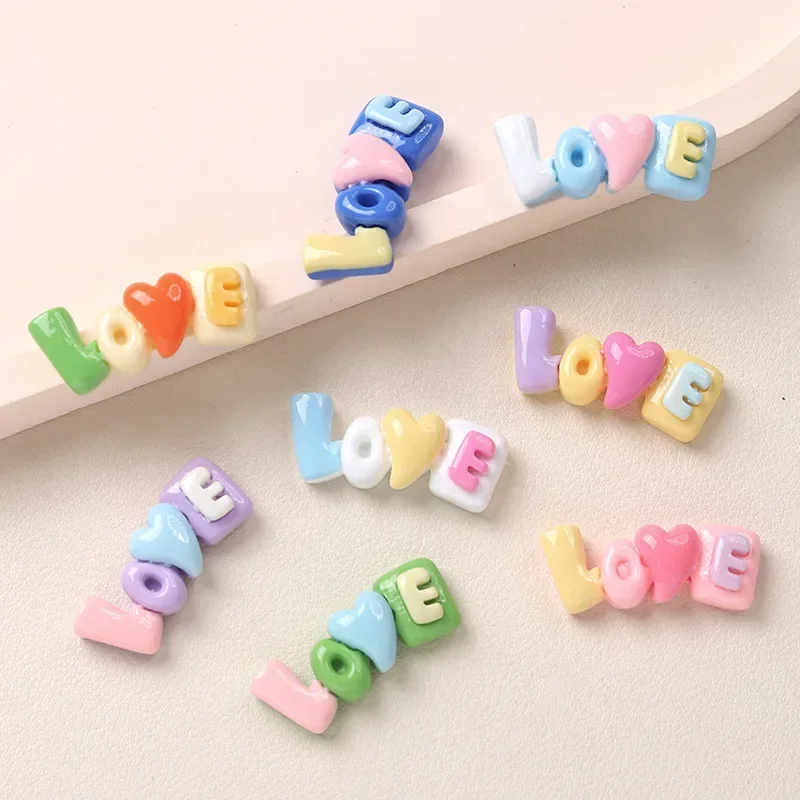 10/10pcs Resin Accessories Word Plate DIY Handmade Love Children Handmade Hairpin Phone Case Cup Scrapbook Accessories