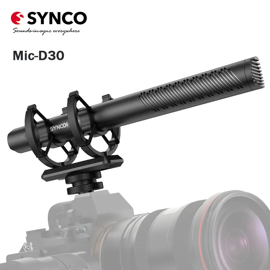 SYNCO Mic-D30 Shotgun Microphone on Camera Recorder Condenser Mic Real time monitoring for Radio Audio Music Studio Microphone