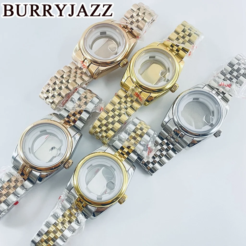 BURRYJAZZ 31mm NH05 NH06 Watch Case Silver Rose Gold Stainless Steel Case With Sapphire Crysta Waterproof