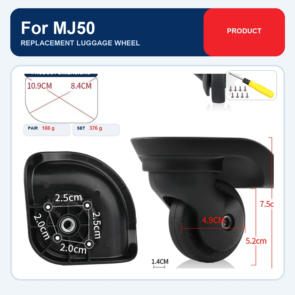 Small Replacement Luggage Wheel For Muji MJ50 Wear Resistant Silent Smooth Rolling Caster Repair Part