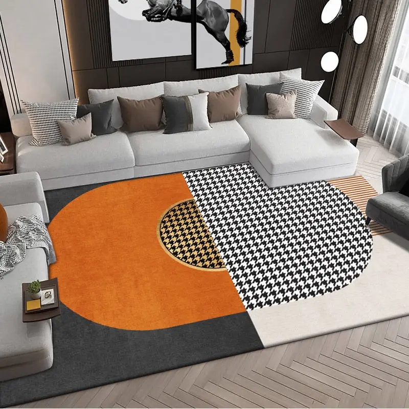 

Modern Simple Carpets for Living Room Home Plush Lounge Rug Thick Geometric Non-slip Mat Light Luxury Bedroom Decor Gray Carpet