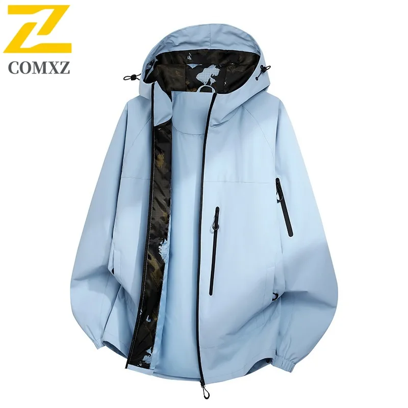 

COMXZ осенняя новая уличная ветровка горного технического пальто унисекс уличная крутая свободная куртка с капюшоном однослойная водонепроницаемая ветрозащитная куртка
