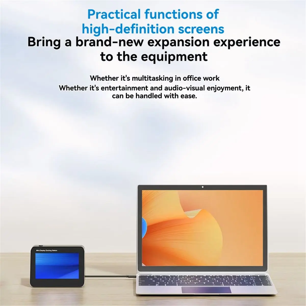 New Electronics 5 in 1 Multifunction Display Docking Station,5 Inch Type-C Dock Support 100W PD Charging + USB 3.0x2 +SD/TF Card