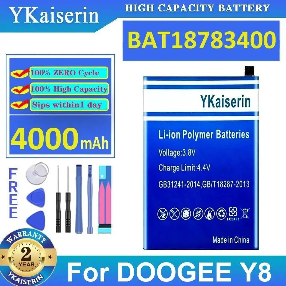 

Long Lasting Mobile Phone Battery High-Efficiency For Doogee Y8 4000Mah BAT18783400