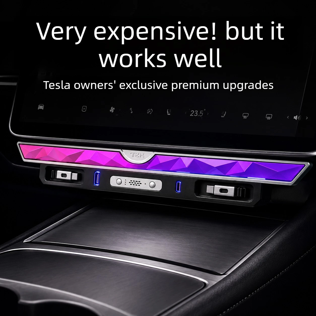 For Model 3 Highland Model Y Juniper Model YL 6-Seater Crystal Fragrance Expansion Dock 45W with Ambient Light Car Fast Charging