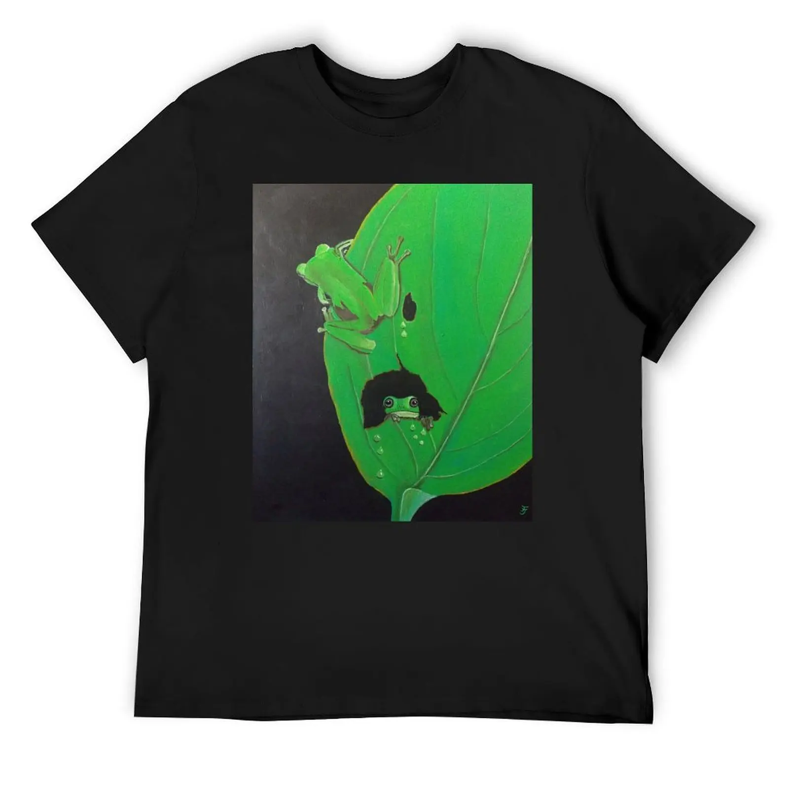 

Frogs on Leaf T-Shirt plus size tops anime clothes luxury t-shirt Luxury man heavyweight t shirts for men
