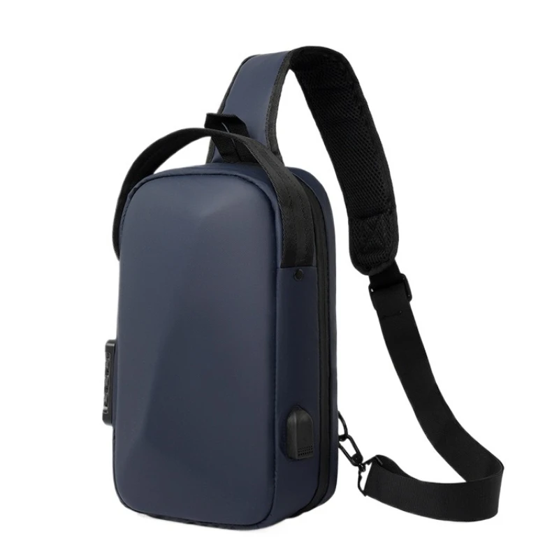 New Simple Men's Chest Bag, Outdoor Multi-functional USB Charging Shoulder Bag, Large Capacity Waterproof Cross-body Bag
