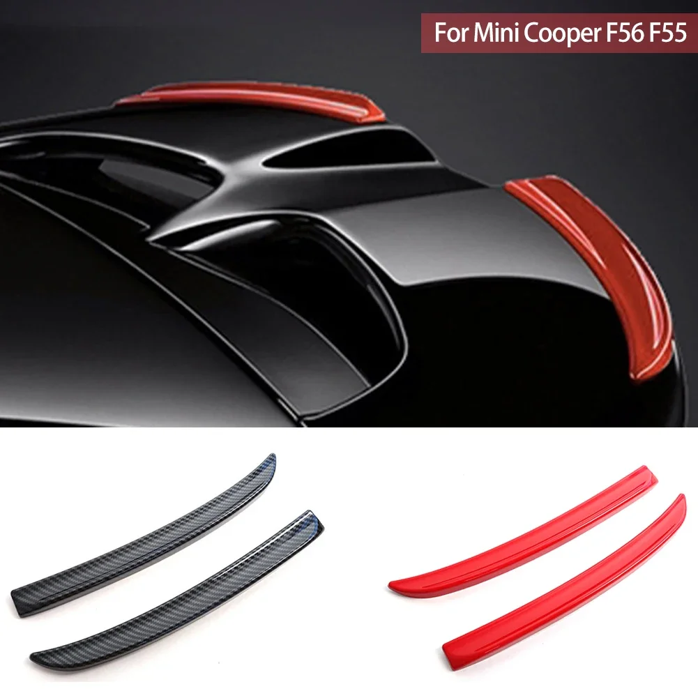 2Pcs Car Rear Spoiler Extension Lip Fins Spoiler Red Carbon Fiber Black Color Auto Part Styling for Mini Cooper F56 F55