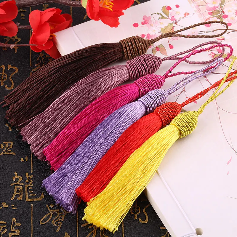 2-50 Stück/Set 15cm Seidenquasten-Lesezeichen mit Hängeseil, Seidenquasten-Fransen für Schmuckherstellung, DIY-Bastelzubehör – Detail 4
