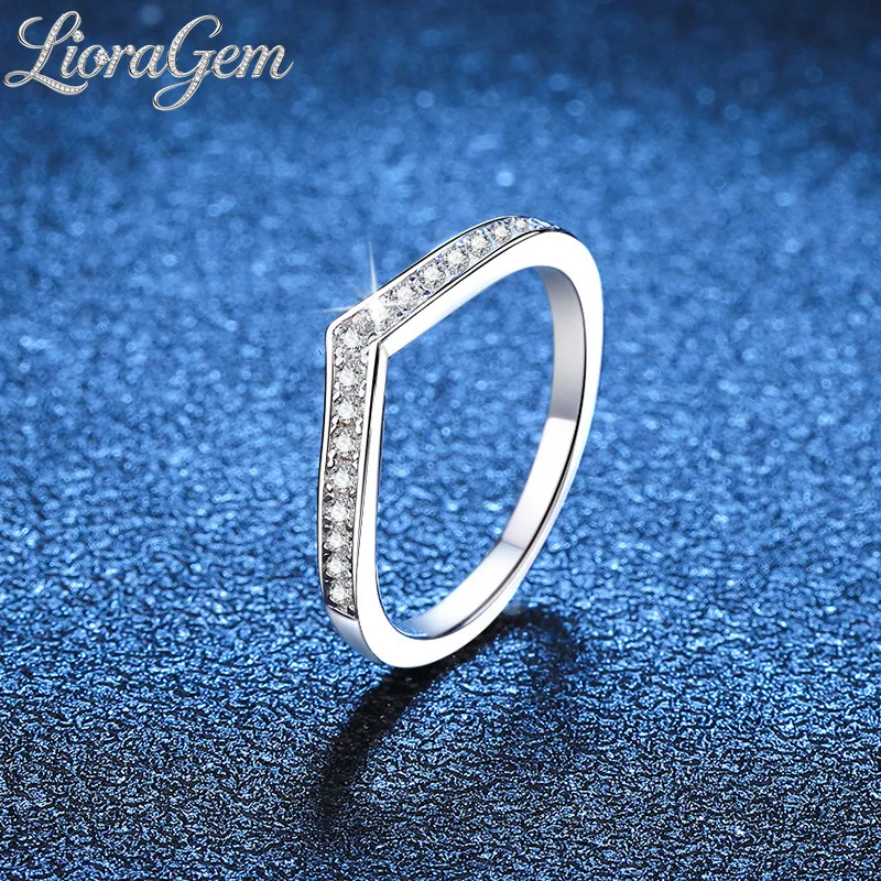 

Женское кольцо LioraGem с V-образным дизайном, полностью инкрустированное муассанитом цвета D, многослойное, свадебное, с бриллиантами, платина PT950