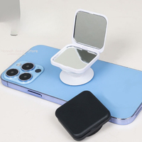 Mini Portable Square Shape Blank 360 Rotation Double-sided Mirrors Mobile Phone Folding Stretch Bracket Phone Holder