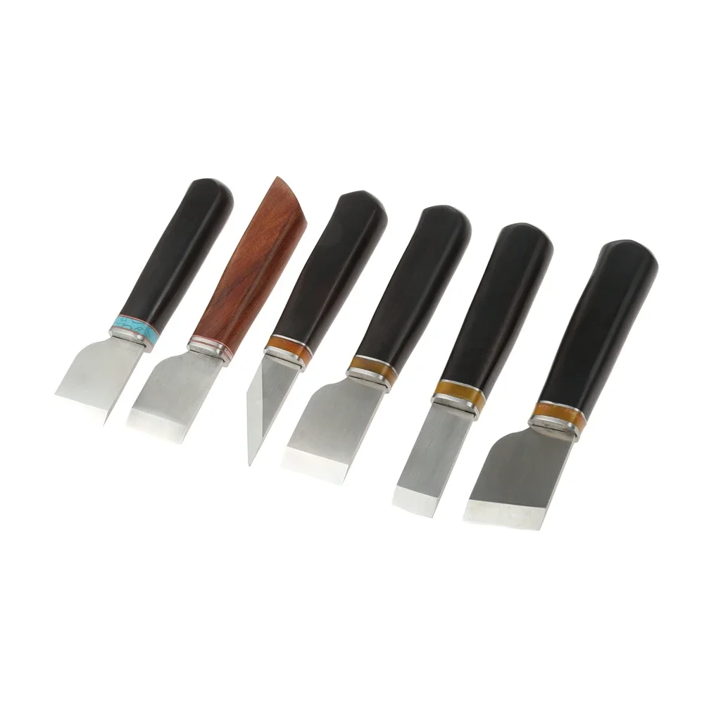 1pc Leather Cutting Knife Craft Skiving Tool Shaving Layer off Edging Safe Trimming Steel Blade Wood Handle DIY Sew Multi-size