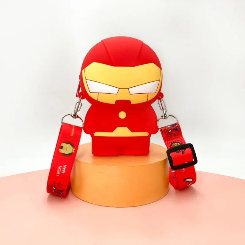 Marvel Iron Man Coin Purses Cartoon Spider-Man Silicone Coin Car Purse Cute Shoulder Bag Children's Christmas Gift Wallet