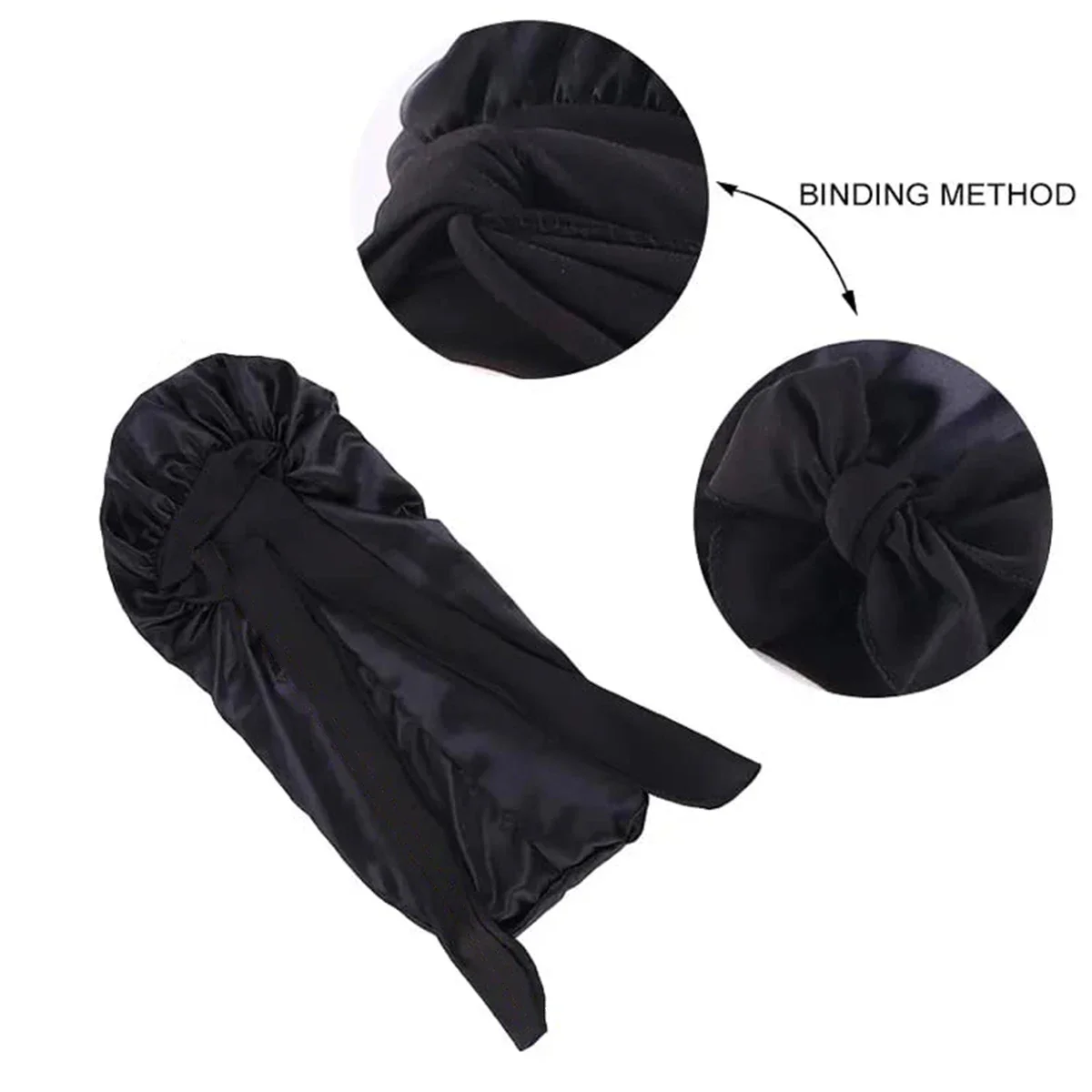 Elastic Wide Edge Satin Bonnet Long Hair Hat Sleeping Hats Wrap Night Cap Hair Care Bonnet for Women Men Unisex Cap Bonnet 2024