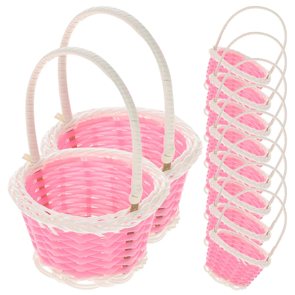 

10 Pcs Rattan Shopping Basket Dollhouse Picnic Small Flower Girl Baskets Woven Miniatures for Crafts Child