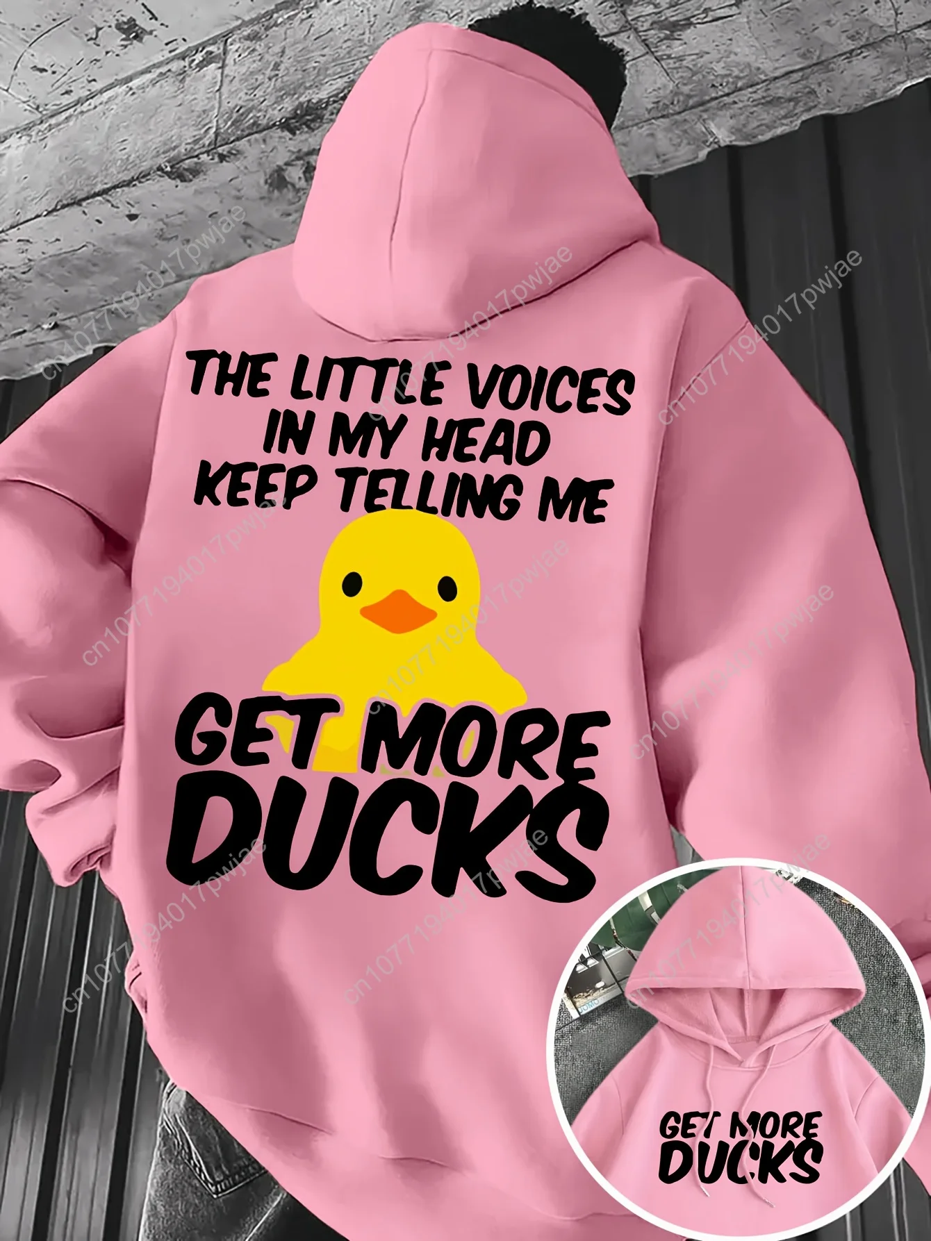 Moletom com capuz gráfico de pato engraçado masculino com slogan "Get More Ducks" – Moletom de inverno 100% poliéster engrossado, bolso canguru e dra
