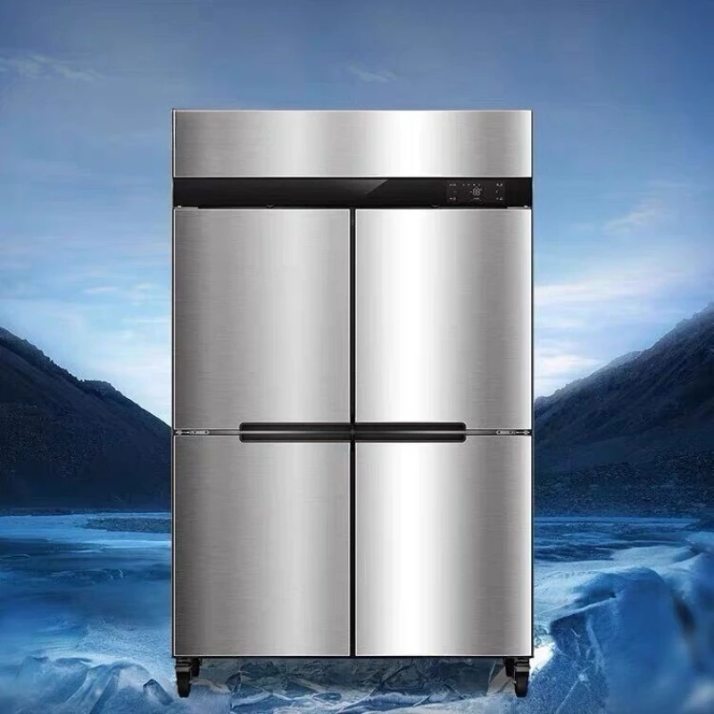 

Freezer commercial four-door kitchen refrigerator vertical air cooling double temperature refrigeration freezing