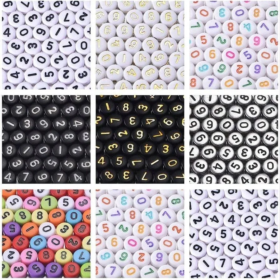 100-500PCS Acrylic Number Beads Round Flat Loose Spacer Digital Beads For Jewelry Making Diy Bracelet Necklace Accessories