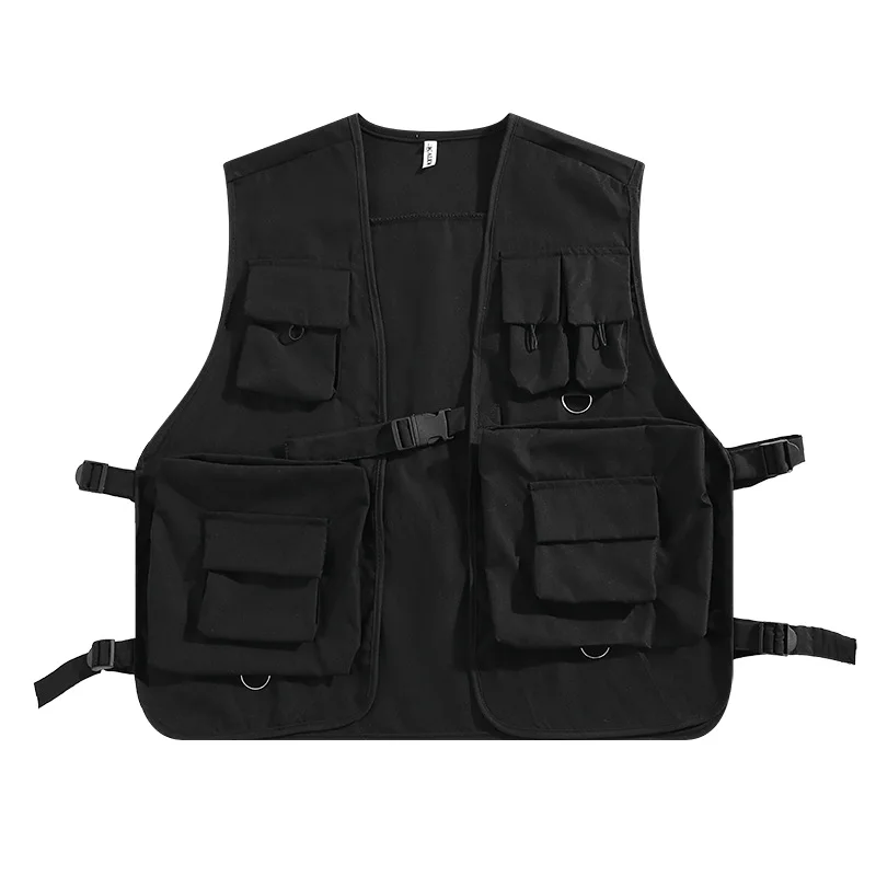 Multi Pocket Cargo Vest Men Women Japanese Style Functional Tactical Vests Couples Outdoor Hiking Camping Climbing Tank Top