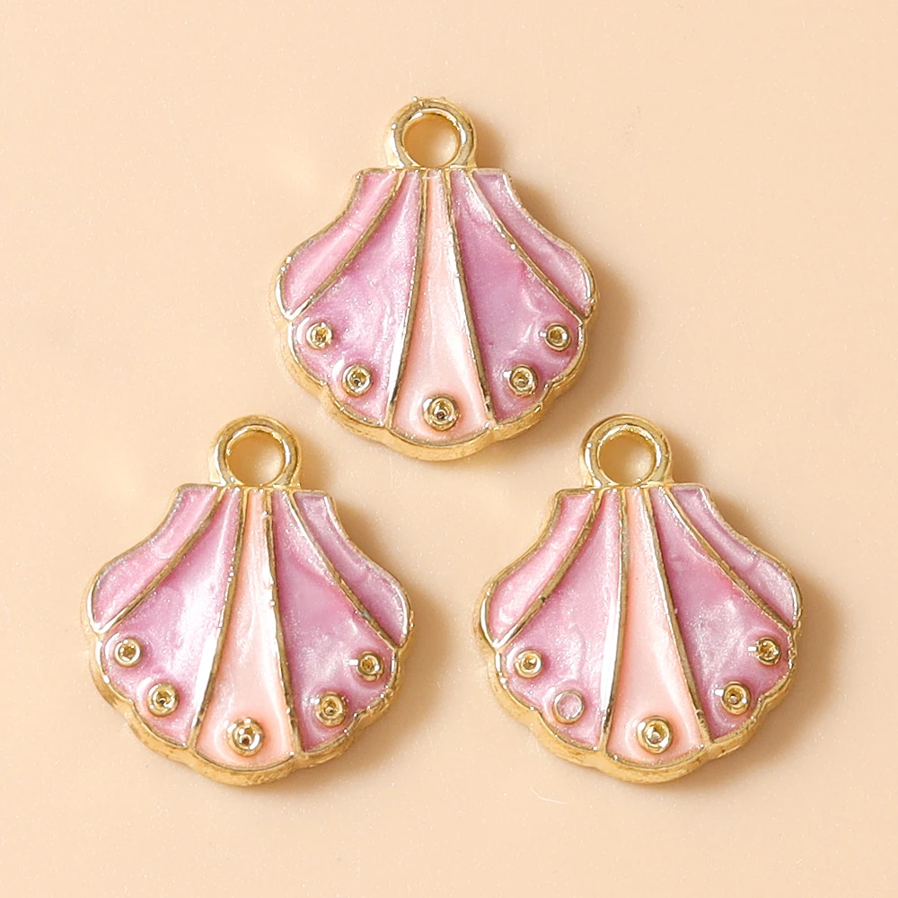 Leslie 20 Stück Emaille-Anhänger, 12 x 14 mm, niedliche, schöne Muschel-Anhänger für die Schmuckherstellung, Anhänger für Ohrringe, Armbänder, Halsketten, DIY – Detail 8