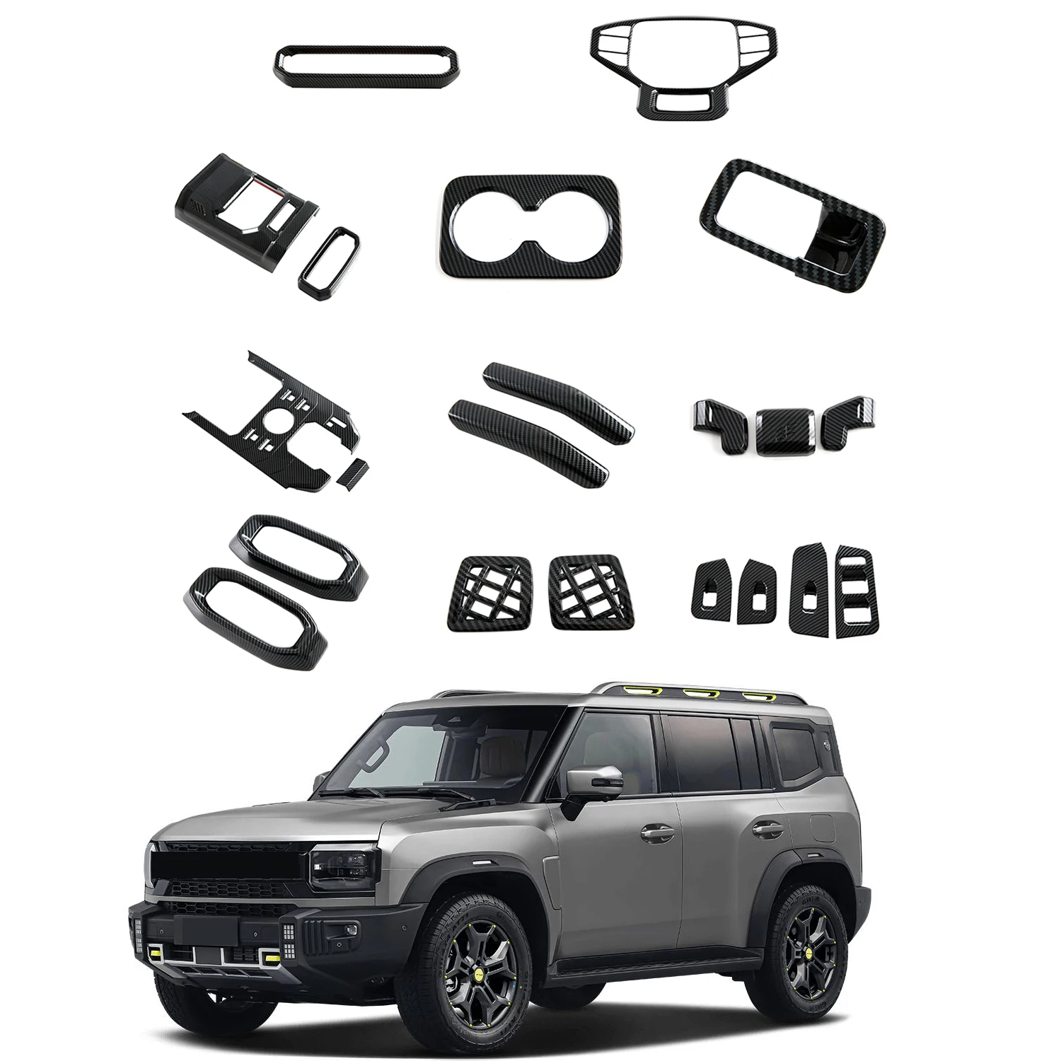 

for Chery Jetour Travellar T2 2023-2025 LHD Car Interior Decoration Trim Sticker Carbon Fiber ABS Dashboard Trim Accessories