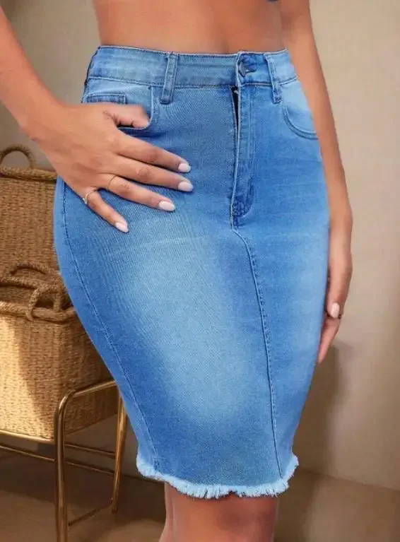 Women's Denim Short Skirt with Slimming Sexy and Elegant Skirts Female Daily Clothing New Style Women Fashion Midi Skirts