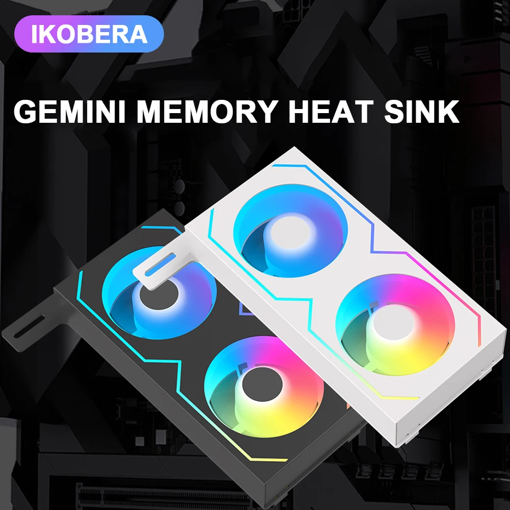

RAM Memory Cooler ARGB 600-3600RPM 4Pin PWM/5V 3Pin Memory Cooling Radiator with Dual 5020 Cooling Fans for DDR4 DDR5 RAM Cooler