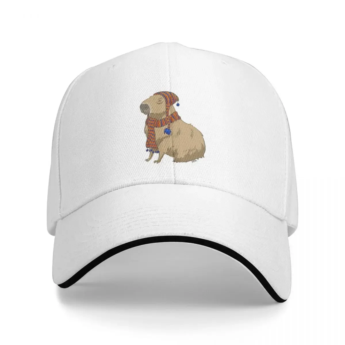 Anime-style Capybara Just Sitting There With Hat And Scarf Cap Casual Baseball Caps Adjustable Hat Summer Unisex Baseball Hats