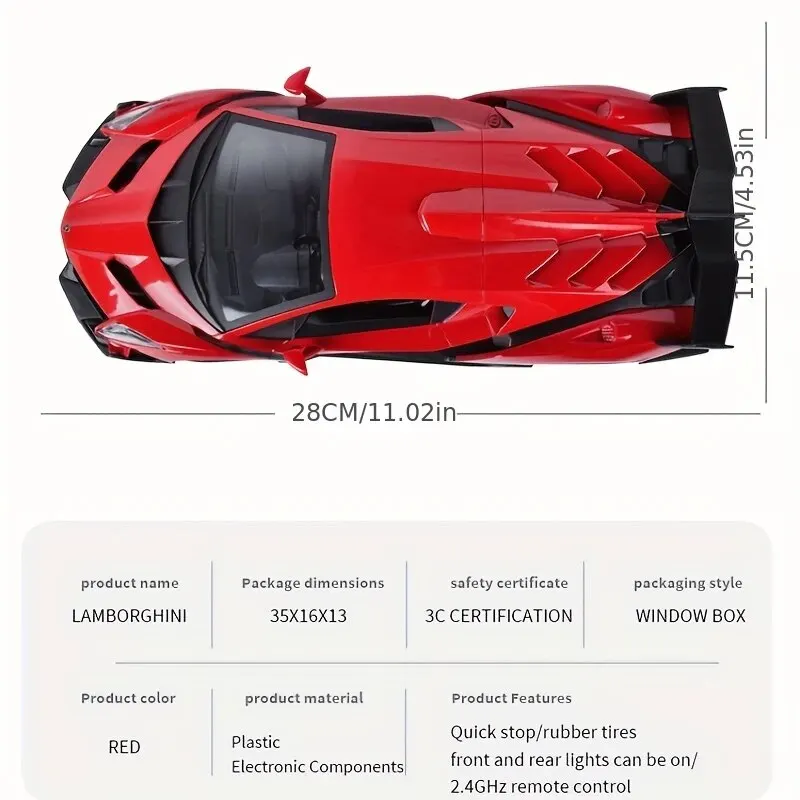 RC Series 1:24 Ratio Electric Sports Racing Hobby Toy Car Lambo Model Vehicle Birthday Gift