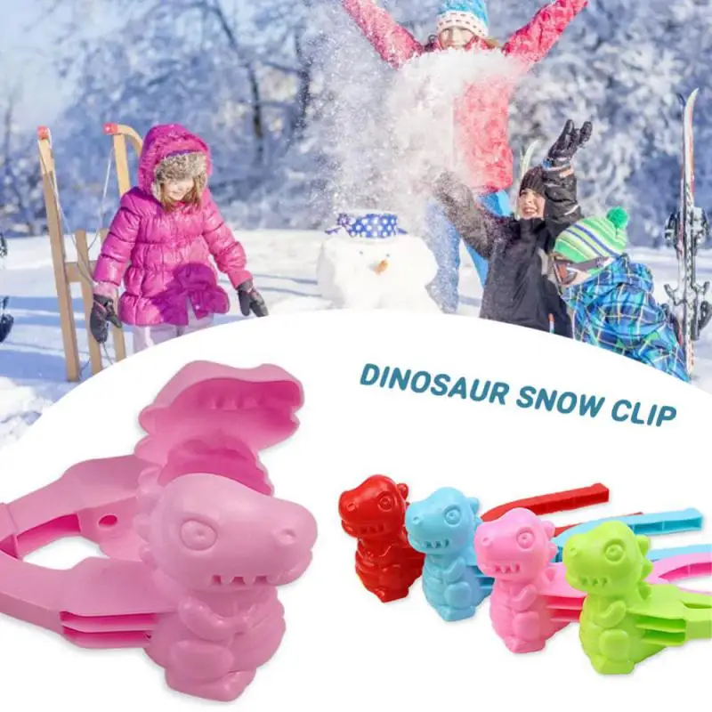 Clip de bola de nieve en forma de dinosaurio para niños, molde de bola de nieve, fabricante de muñeco de nieve, herramienta de lucha de nieve, regalo de invierno al aire libre