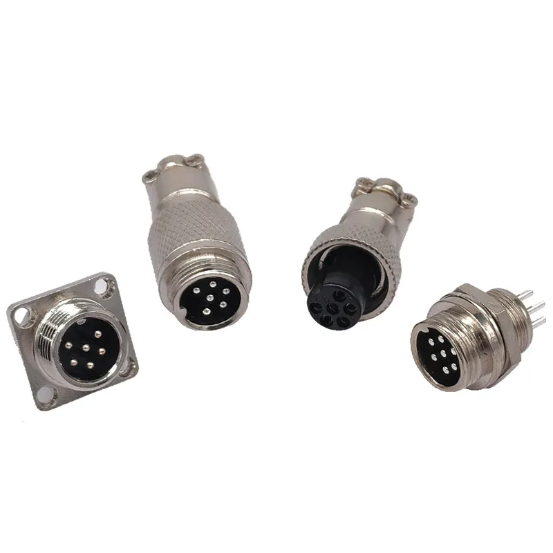 5PCS GX12 Connector square flange 2pin3pin4pin5pin6pin7pin Diam 12mm  push-pull circular quick connector