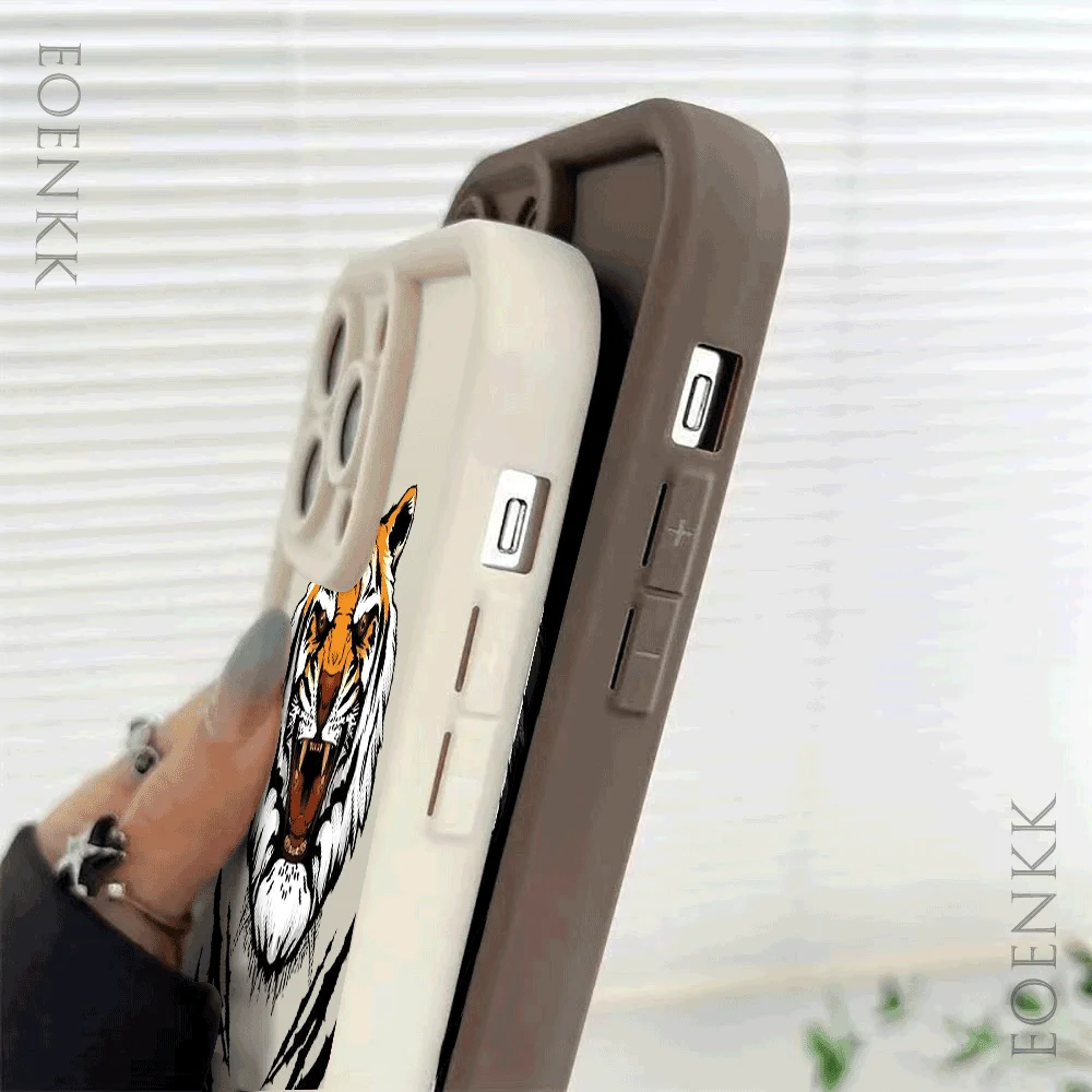 Tiger Head Phone Case For iPhone 14 13 15 Pro Max 11 12 Pro 7 8 Plus X XS Max XR 12 13 Mini SE Shockproof Candy Soft Case Cover