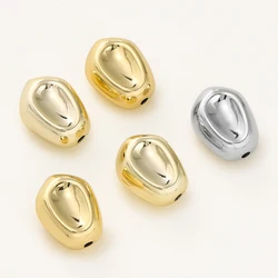 2/4Pcs/Lot 12*15.5mm 14K/18K Gold Color Plated Brass Spacer Flat Beads For DIY Necklace Bracelet Jewelry Making Accessories
