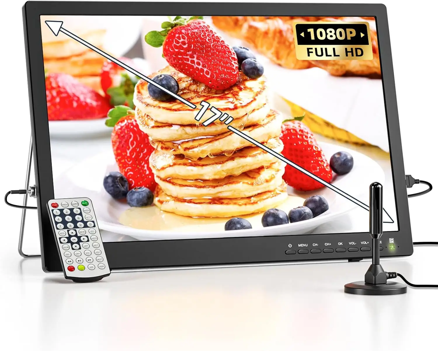 

Small TV with 1080P HDMI Input, Desobry Portable TV with Antenna ATSC Tuner, Rechargeable Battery Operated TV Portable Monitor B