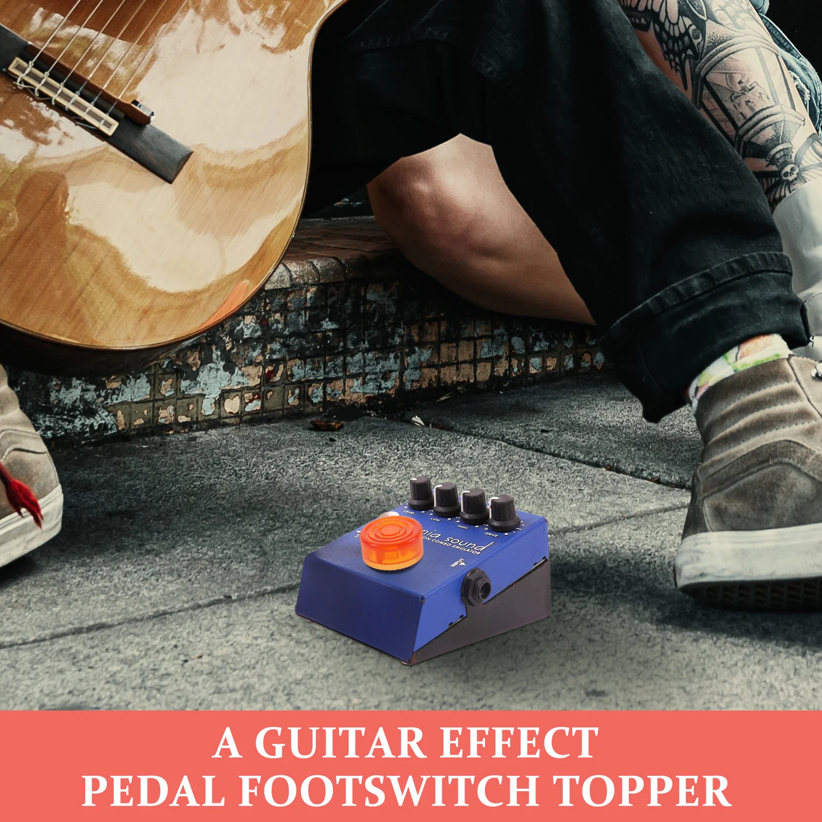 

10pcs Yellow Guitar Pedal Toppers Plastic Caps for Electric Guitars Amplifiers Accessories Protective Cover Easy Install