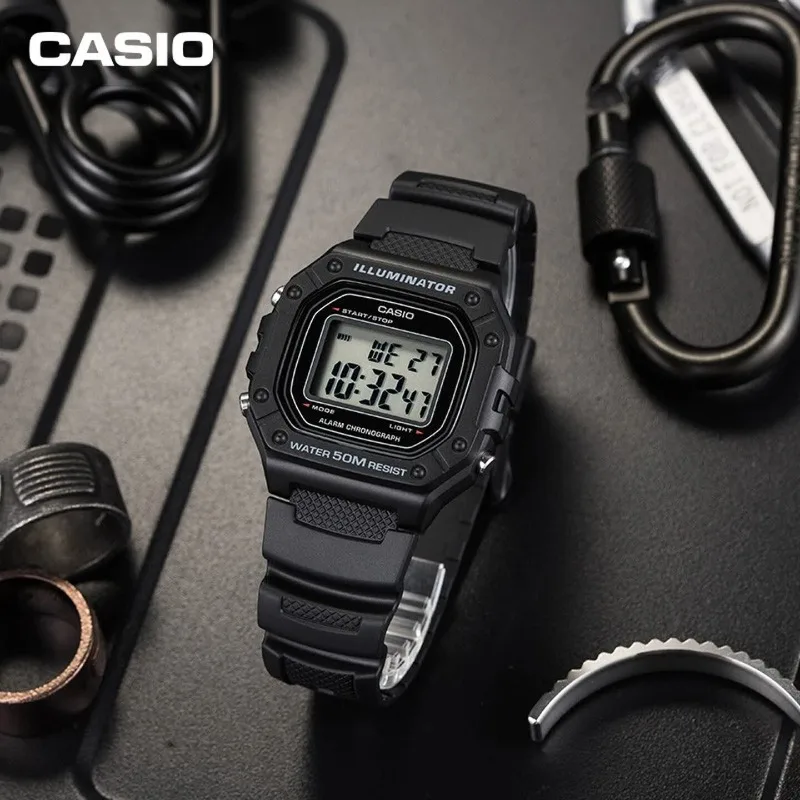 Reloj Deportivo Digital Original Casio W-218H-1A para Hombre, Resistente al Agua, Multifuncional, Cronógrafo, Reloj de Pulsera Informal para el Día de San Valentín