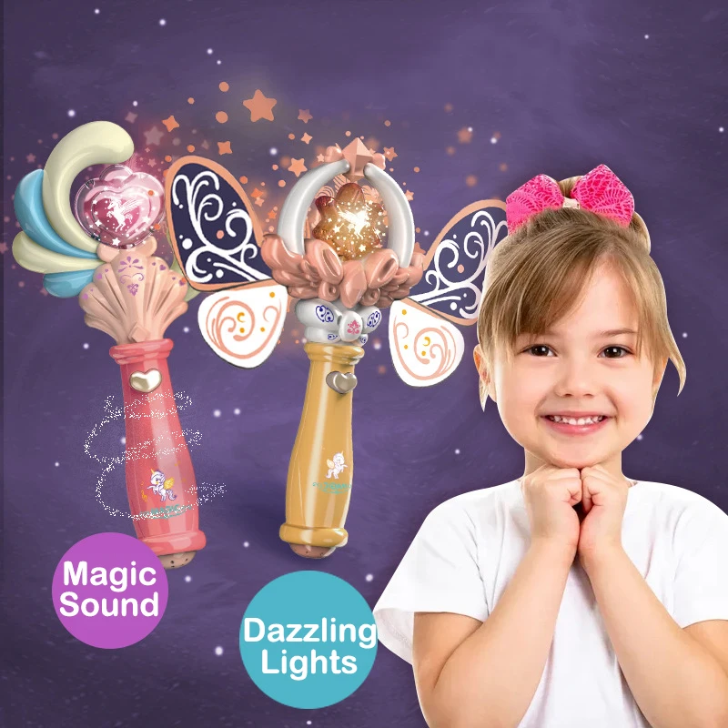 Girl Glow Fairy Magic Wand Toy Led Light Magic Wand With Music Flash Hair Wand Creative Girl Princess Cosplay Party Props Gift